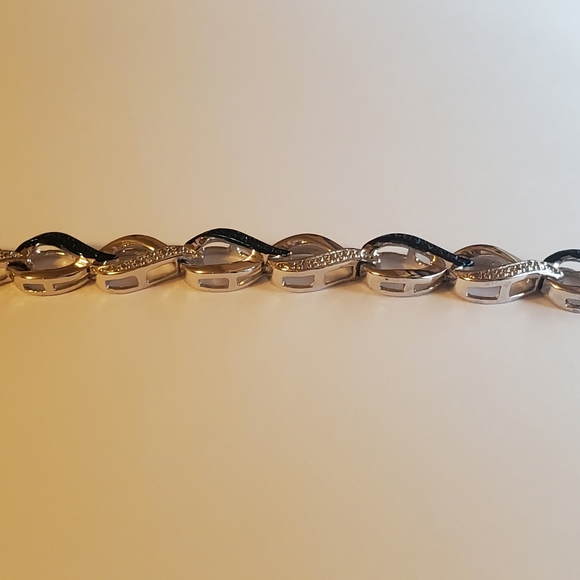 Sterling Blue White Diamond Infinity Bracelet - Picture 4 of 17